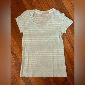 Abbot Main V-Neck Striped Linen Tee